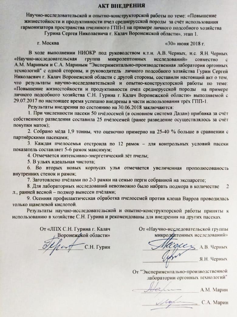 Акт Внедрения
